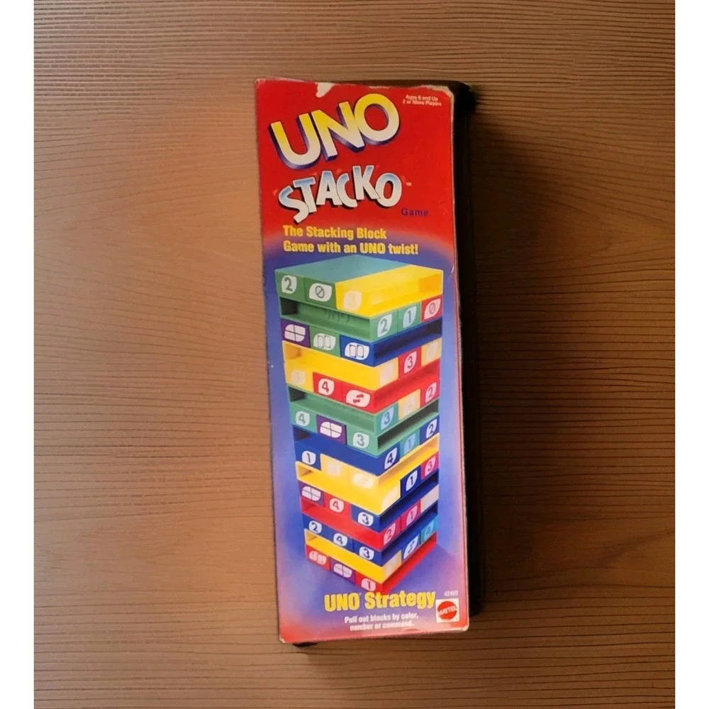 Vintage Uno Stacko Game EUC  Complete Mattel 1999‎ Stacking Blocks Game